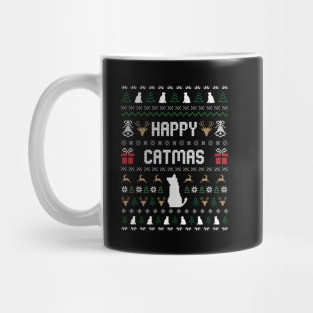 HAPPY CATMAS Christmas Cute Cat Lover Ugly Sweater Mug